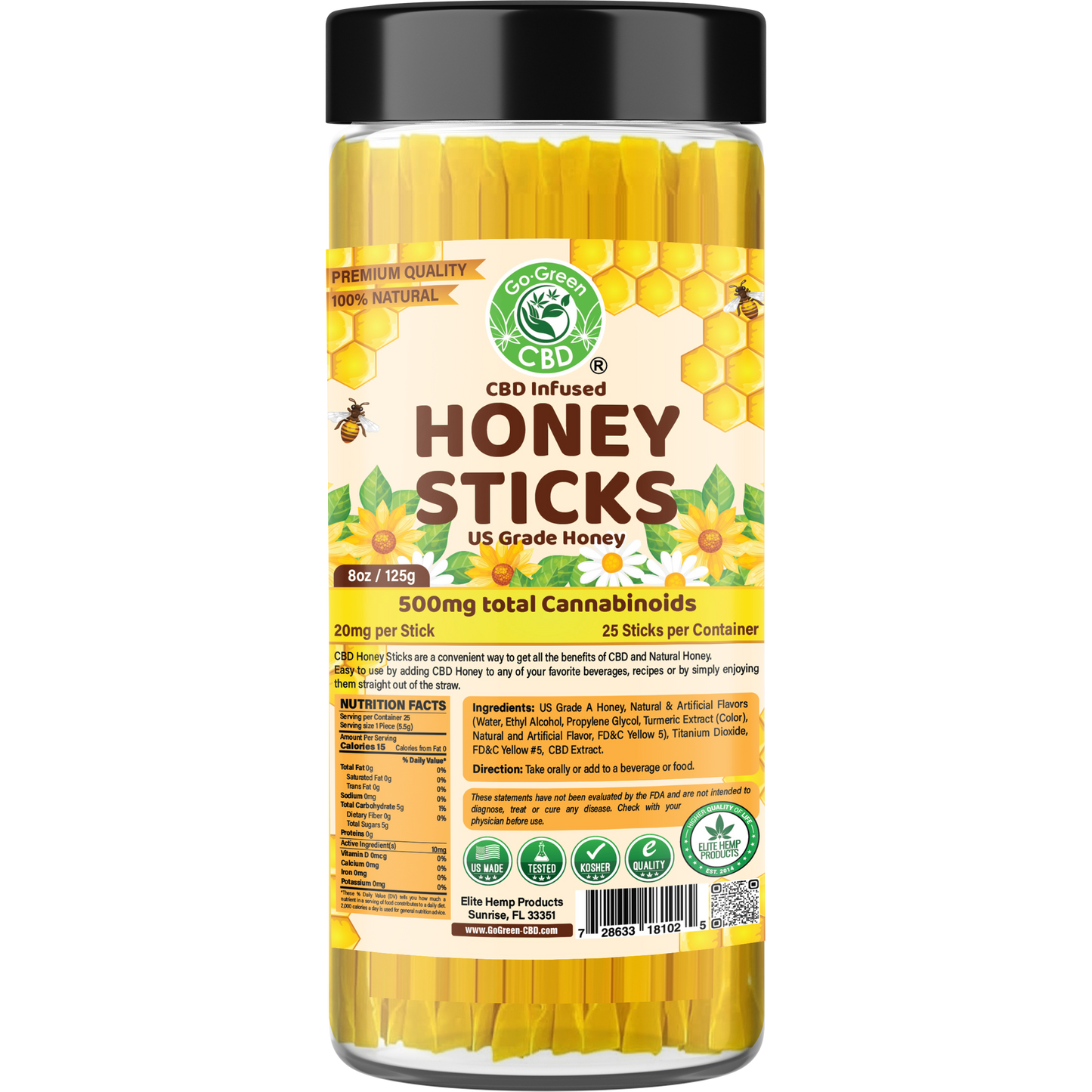 CBD Honey - 25 Sticks - 500mg