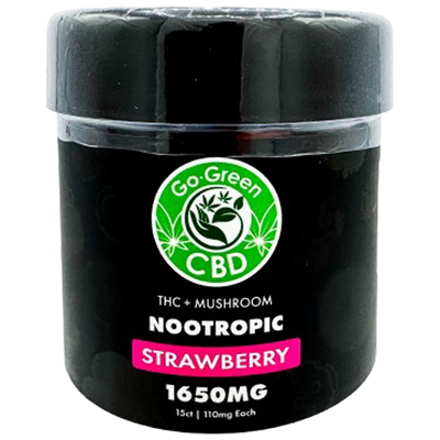 GO GREEN CBD THC + Mushroom Nootropic – 1650mg (Strawberry Flavor)