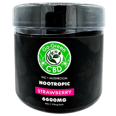 GO GREEN CBD THC + Mushroom Nootropic – 6600mg (Strawberry Flavor)