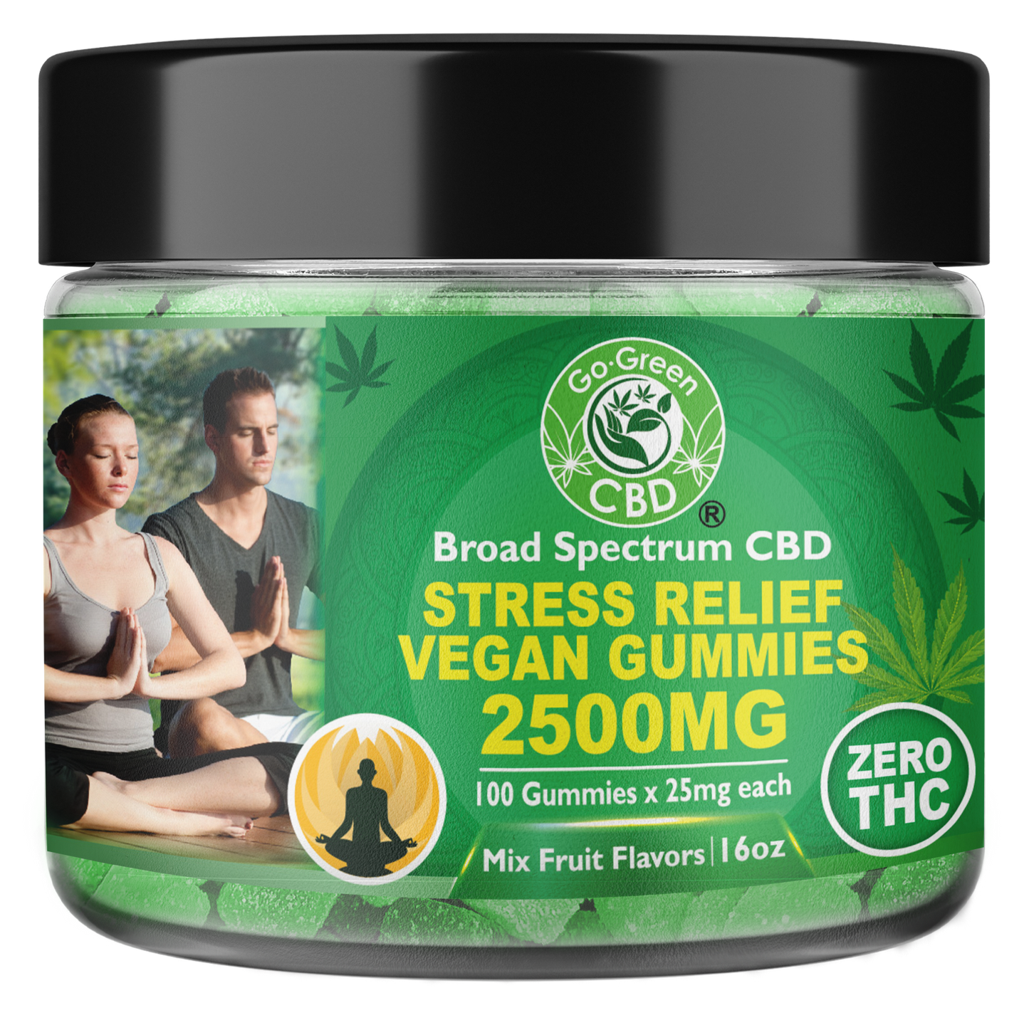ZERO THC | Stress Relief Vegan Gummies 2500mg