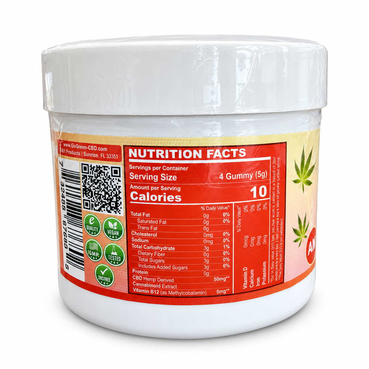 Go Green CBD Energy Vegan Gummies – 2500mg