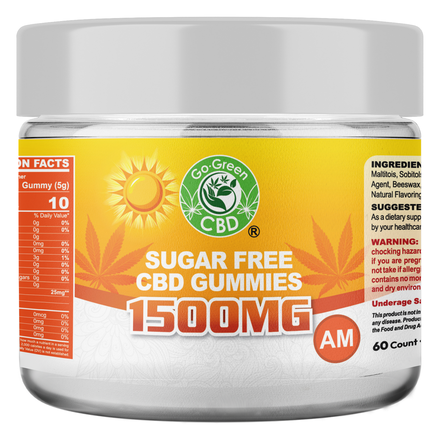 Sugar Free CBD Gummies 1500mg – AM
