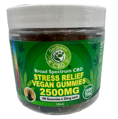 ZERO THC |  Stress Relief Vegan Gummies 2500mg