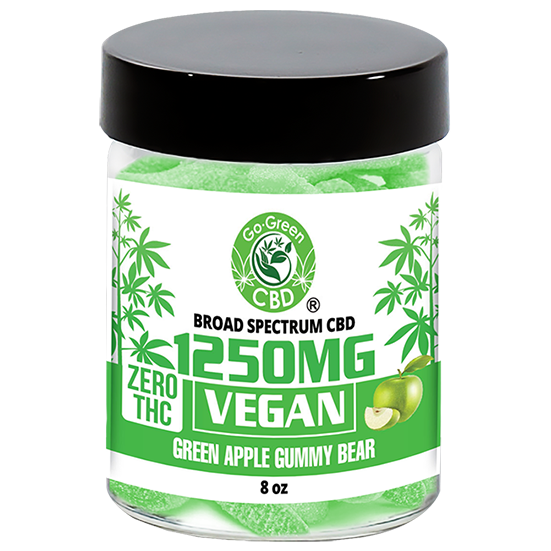 Zero THC | 1250mg Vegan Green Apple Gummy Bear