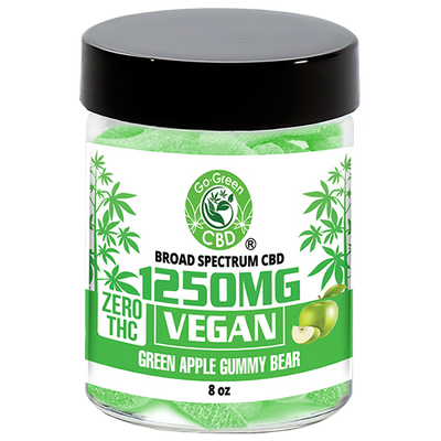 Zero THC | 1250mg Vegan Green Apple Gummy Bear