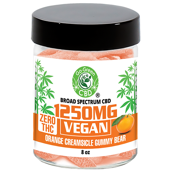 Zero THC | 1250mg Vegan Orange Creamsicle Cream Gummy Bear