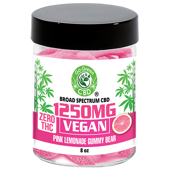 Zero THC | 1250mg Vegan Pink Lemonade Gummy Bear