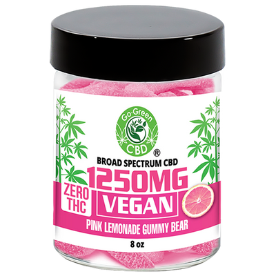 Zero THC | 1250mg Vegan Pink Lemonade Gummy Bear