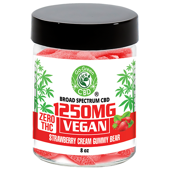 Zero THC | 1250mg Vegan Strawberry Cream Gummy Bear