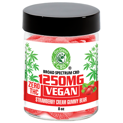 Zero THC | 1250mg Vegan Strawberry Cream Gummy Bear