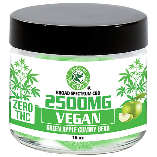 Zero THC | 2500mg Vegan Green Apple Gummy Bear