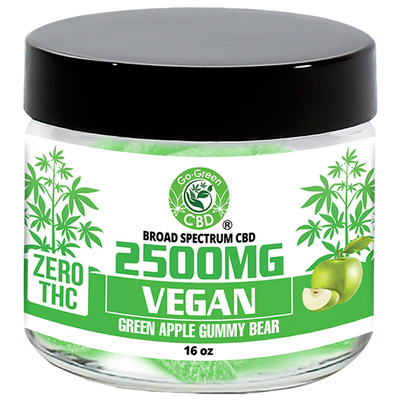 Zero THC | 2500mg Vegan Green Apple Gummy Bear