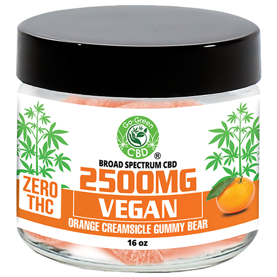 Zero THC | 2500mg Vegan Orange Creamsicle Cream Gummy Bear