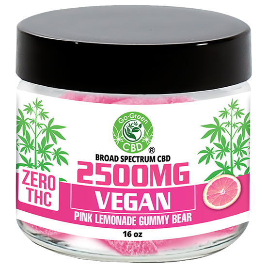 Zero THC | 2500mg Vegan Pink Lemonade Gummy Bear
