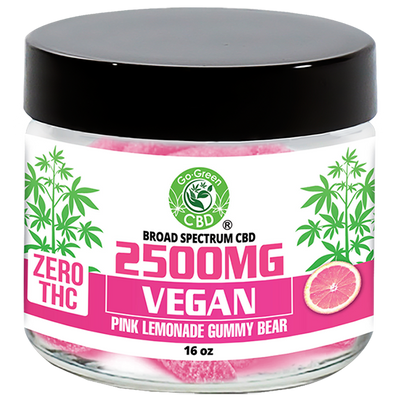 Zero THC | 2500mg Vegan Pink Lemonade Gummy Bear
