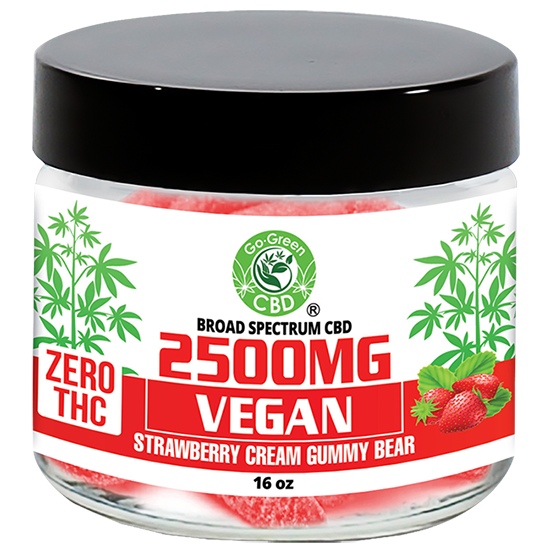 Zero THC | 2500mg Vegan Strawberry Cream Gummy Bear