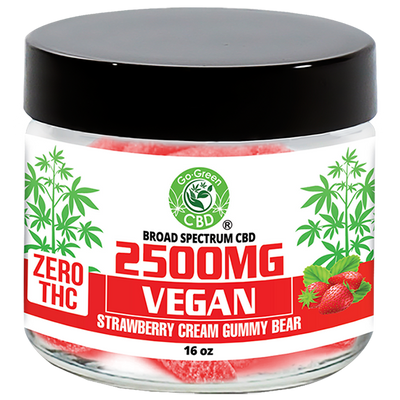 Zero THC | 2500mg Vegan Strawberry Cream Gummy Bear