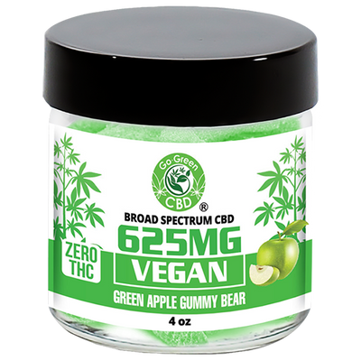 Zero THC | 625mg Vegan Green Apple Gummy Bear