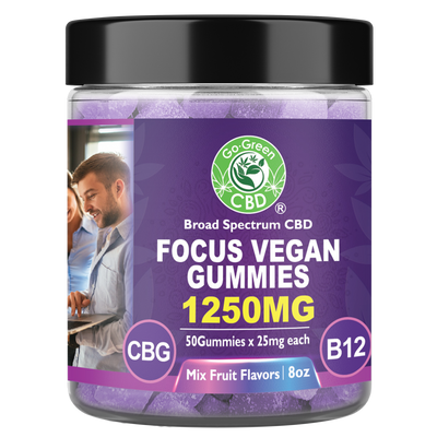 Broad Spectrum CBD Focus Vegan Gummies 1250MG CBG B12