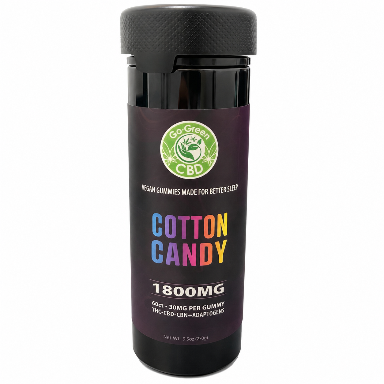 Vegan Sleep Gummies – Cotton Candy | 1800MG Blend (THC, CBD & Adaptogens)
