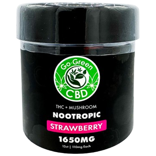 GO GREEN CBD THC + Mushroom Nootropic – 1650mg (Strawberry Flavor)