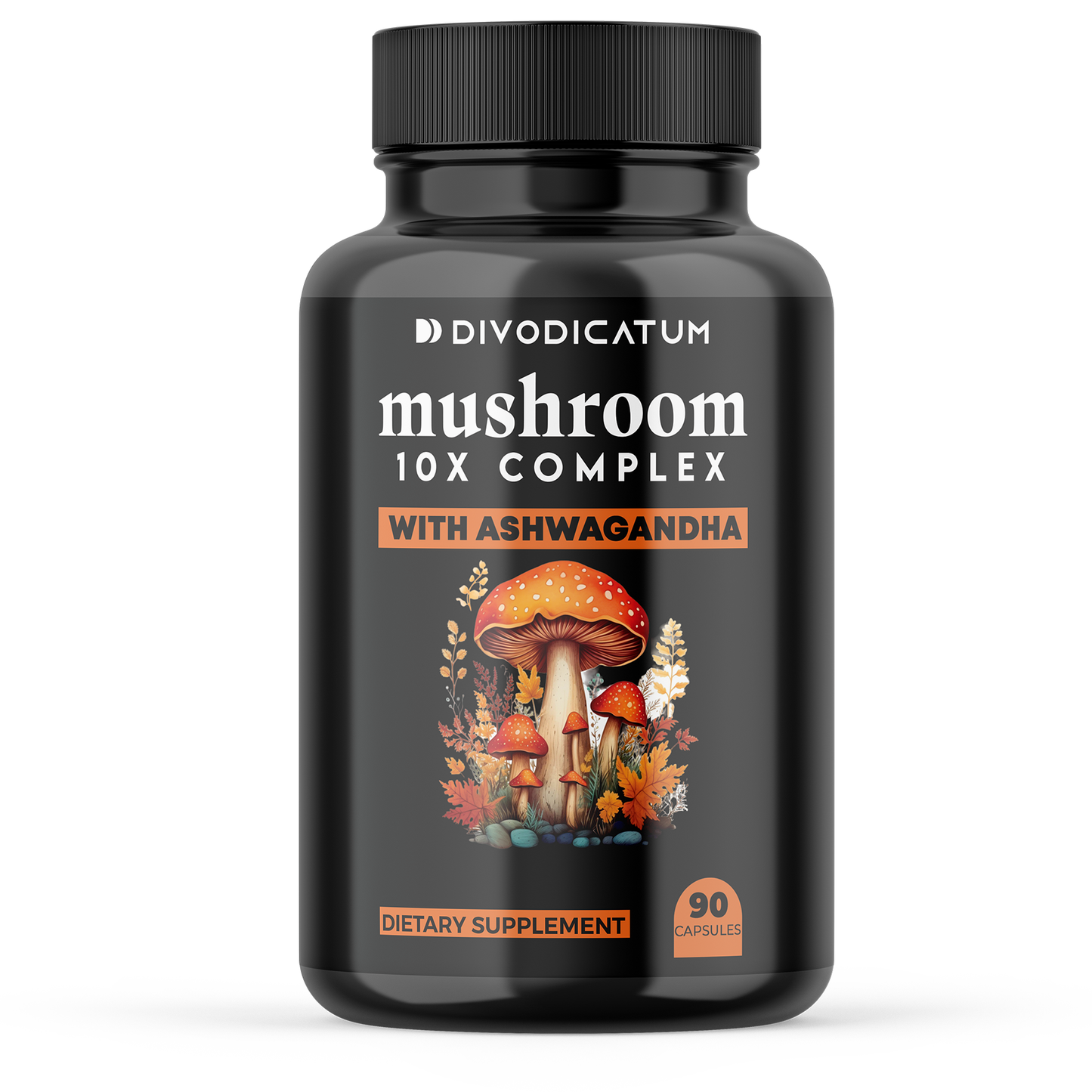 Mushroom 10X Complex with Ashwagandha – Dietary Supplement | 90 Capsules