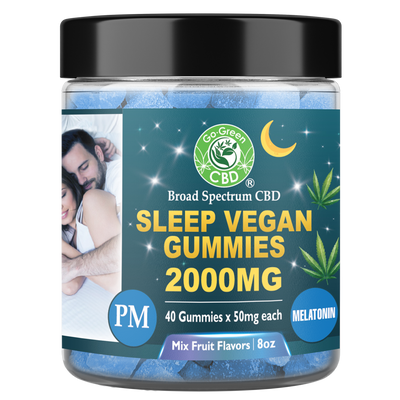 Broad Spectrum CBD Sleep Vegan Gummies 2000MG PM Melatonin Mix Fruit