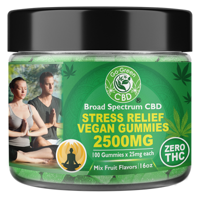 ZERO THC |  Stress Relief Vegan Gummies 2500mg