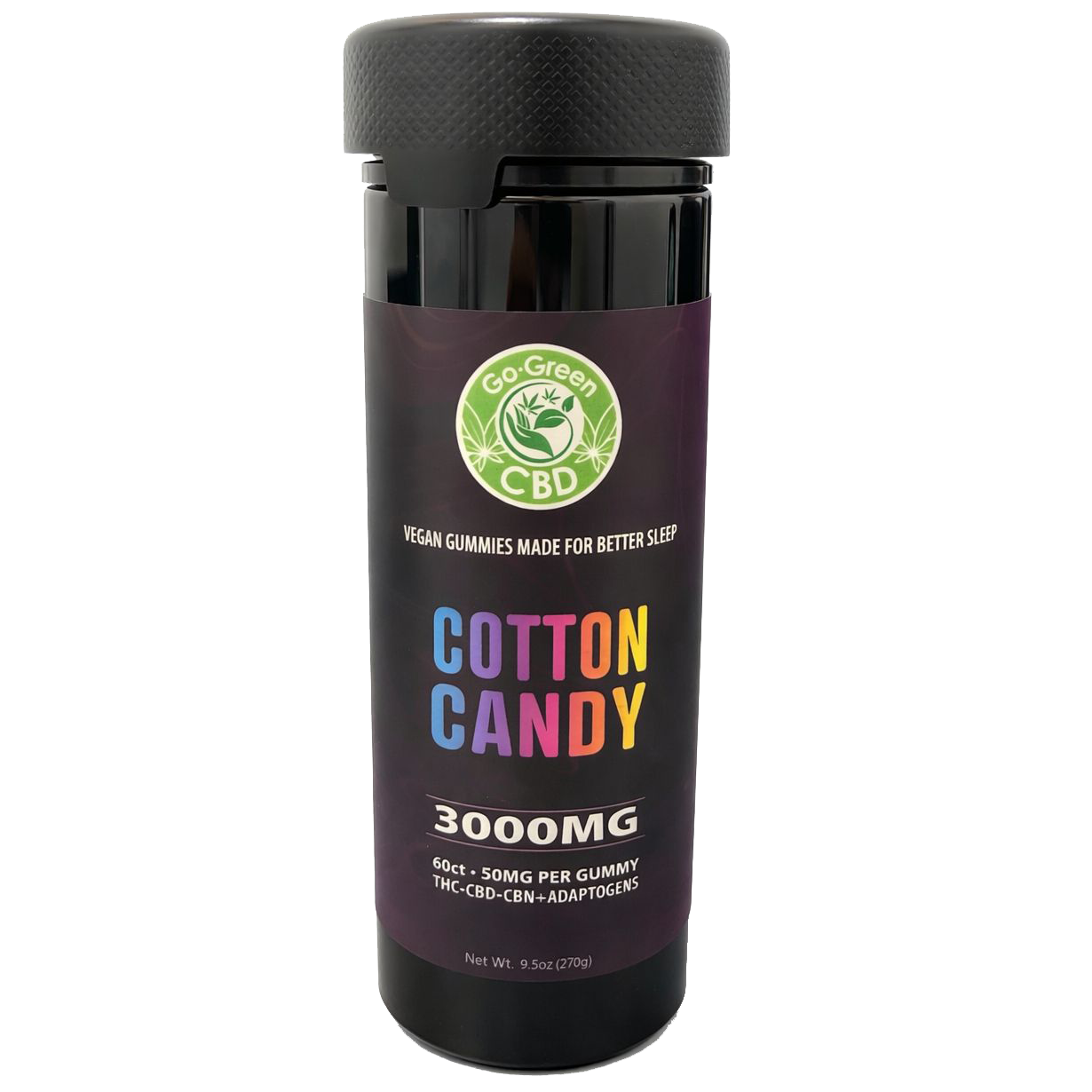 Vegan Sleep Gummies – Cotton Candy | 3000MG Blend (THC, CBD & Adaptogens)