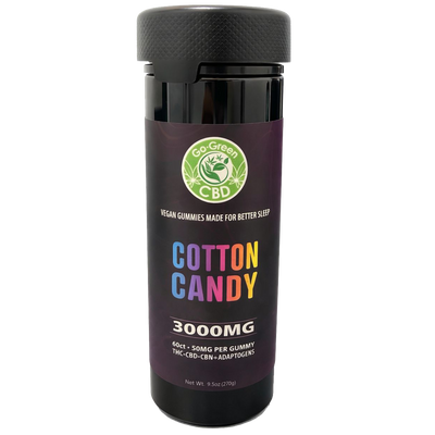 Vegan Sleep Gummies – Cotton Candy | 3000MG Blend (THC, CBD & Adaptogens)