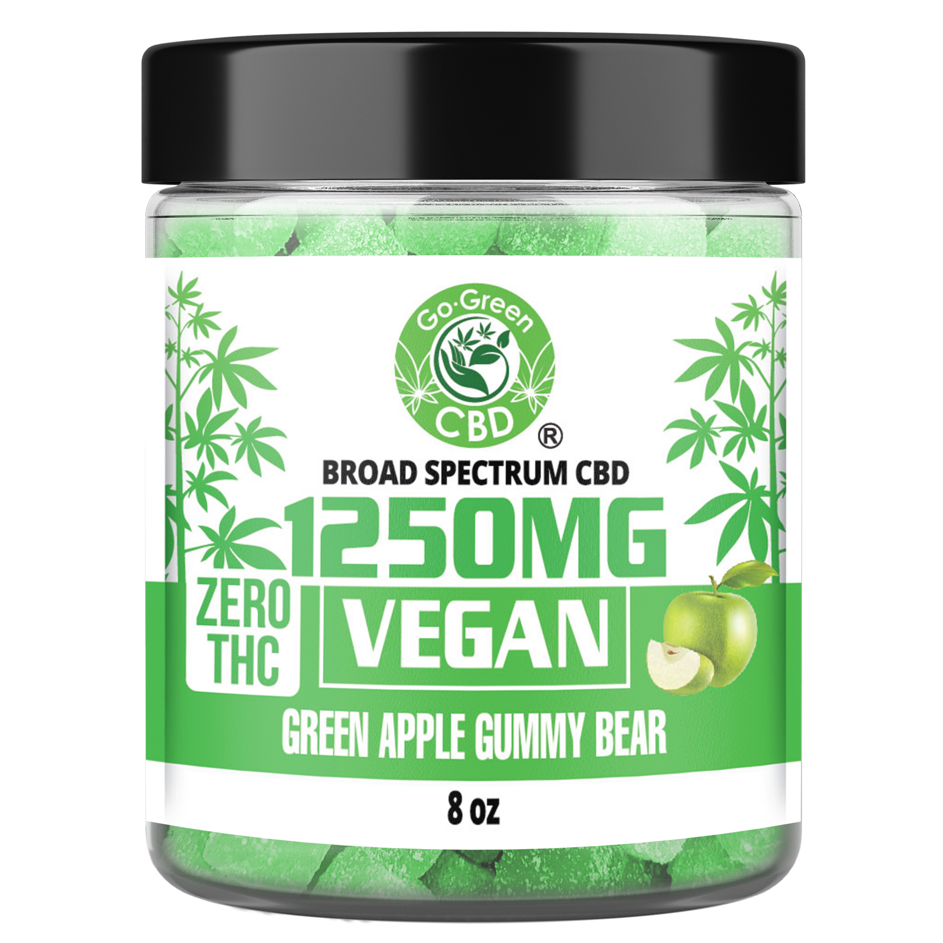 CBD Vegan Gummies 1250mg Green Apple – GoGreen-CBD