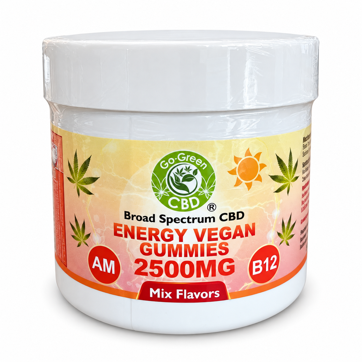 Go Green CBD Energy Vegan Gummies front view