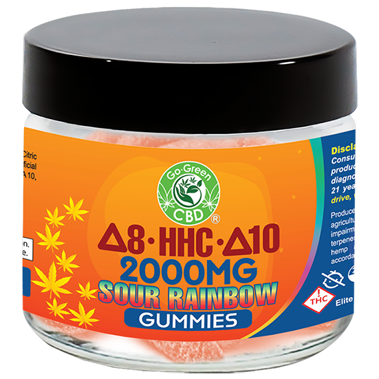 Delta-8/10 HHC Sour Rainbow Gummies 2000mg