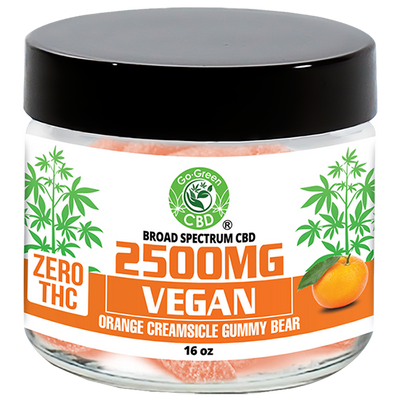 Zero THC | 2500mg Vegan Orange Creamsicle Cream Gummy Bear