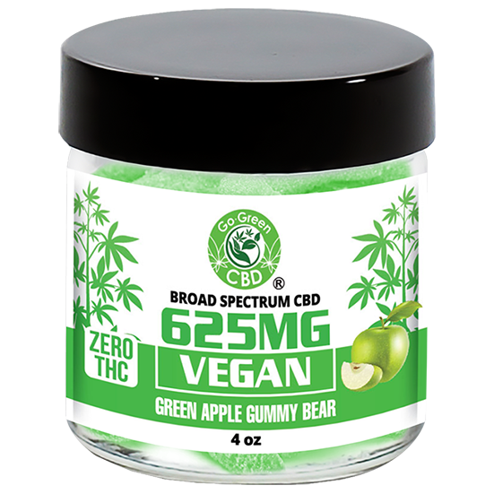 Zero THC | 625mg Vegan Green Apple Gummy Bear