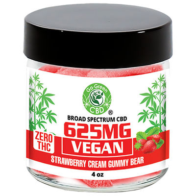 Zero THC | 625mg Vegan Strawberry Cream Gummy Bear